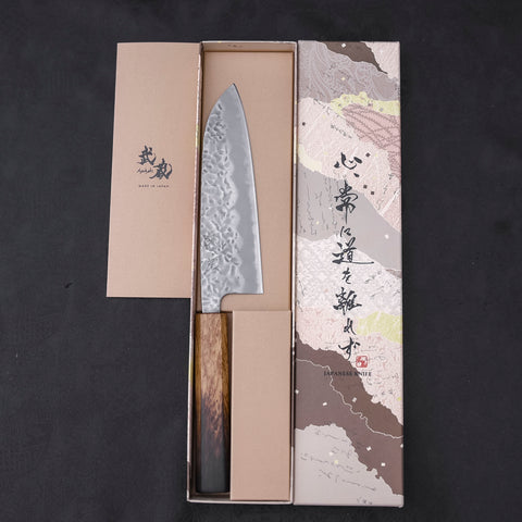 Santoku White steel #1 Tsuchime Yaki Urushi Handle 165mm