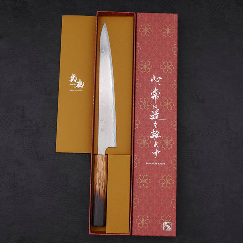 Sujihiki AUS-10 Wave Damascus Yaki Urushi Handle 240mm