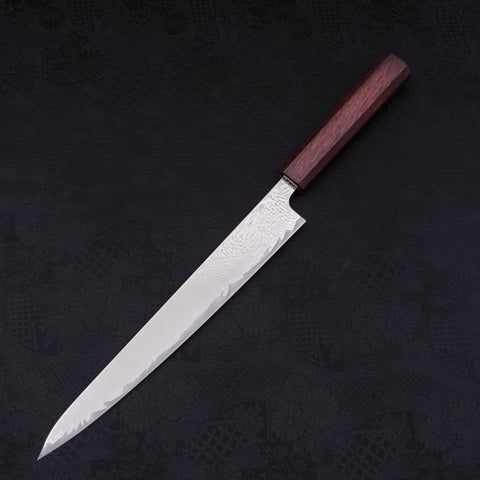 Sujihiki AUS-10 Wave Damascus Purple Urushi Handle 240mm