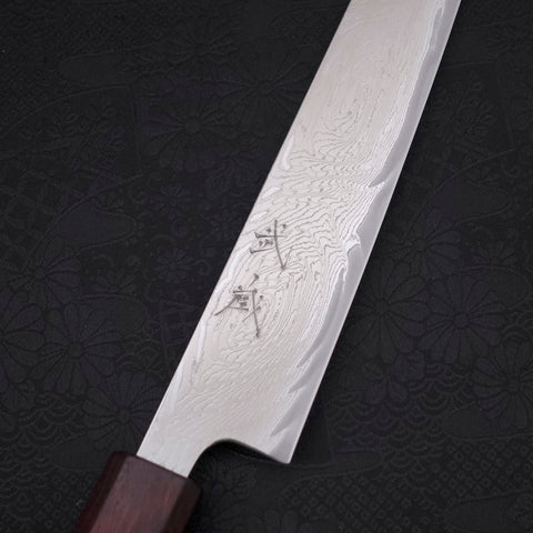 Sujihiki AUS-10 Wave Damascus Purple Urushi Handle 240mm