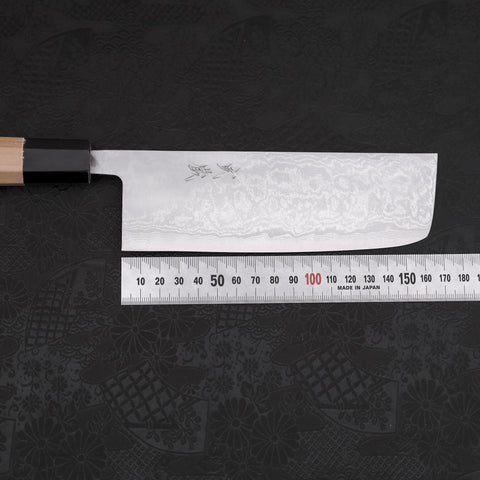 Nakiri Blue Super Damascus Buffalo Magnolia Handle 165mm