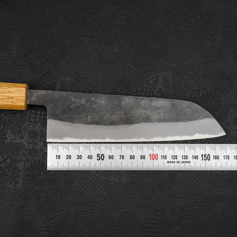 Santoku Blue steel #2 Kurouchi Oak Handle 165mm