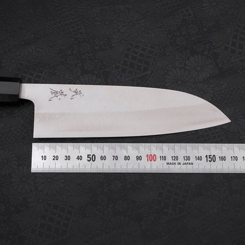 Santoku Blue steel #2 Damascus Buffalo Ebony Handle 165mm