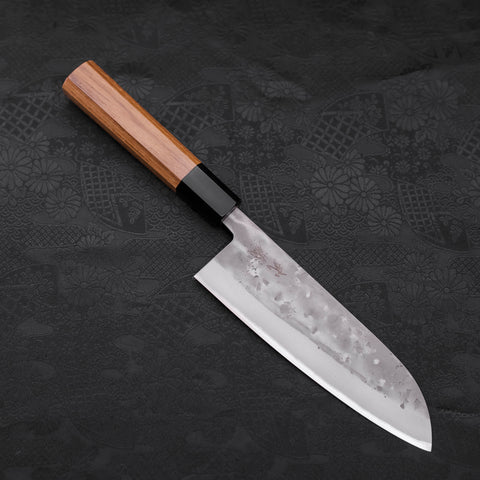 Santoku Blue steel #2  Nashiji Stainless Clad Buffalo Teak Handle 165mm