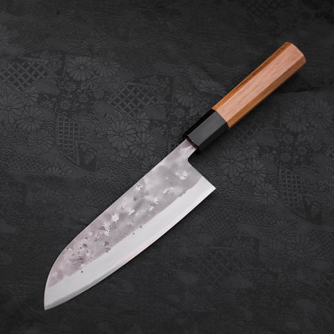 Santoku Blue steel #2  Nashiji Stainless Clad Buffalo Teak Handle 165mm