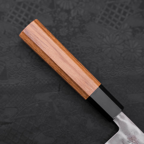 Santoku Blue steel #2  Nashiji Stainless Clad Buffalo Teak Handle 165mm