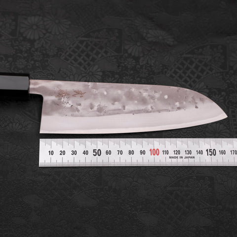 Santoku Blue steel #2  Nashiji Stainless Clad Buffalo Teak Handle 165mm