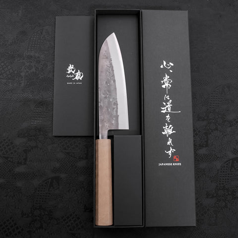 Santoku Blue steel #2  Nashiji Stainless Clad White Urushi Handle 165mm