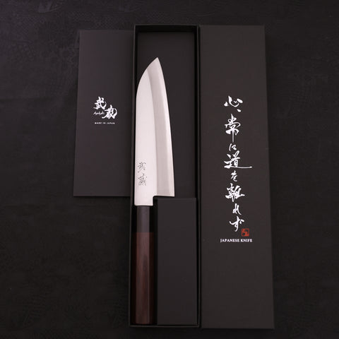 Santoku Stainless Clad Blue Super Polished Shitan Handle 170mm