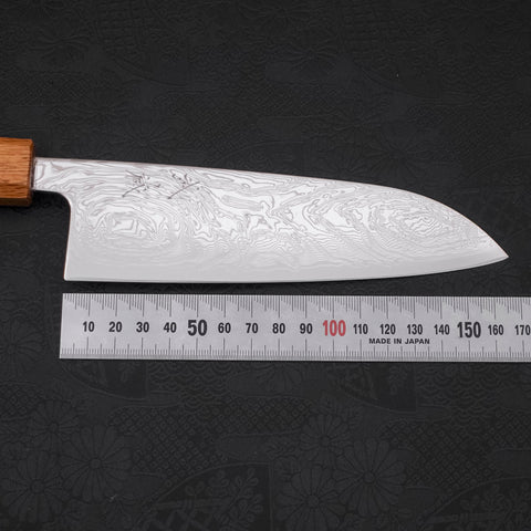 Santoku SLD Wave Nickel Damascus Yaki Urushi Handle 165mm