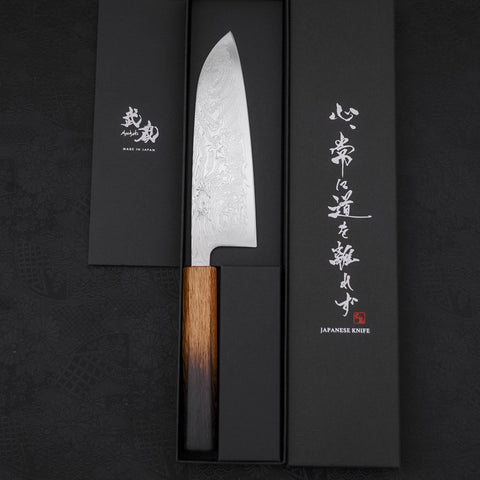 Santoku SLD Wave Nickel Damascus Yaki Urushi Handle 165mm