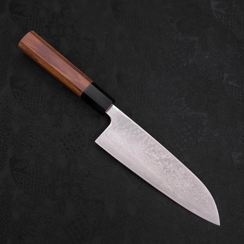 Santoku SLD Wave Nickel Damascus Buffalo Teak Handle 165mm