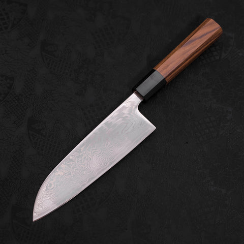 Santoku SLD Wave Nickel Damascus Buffalo Teak Handle 165mm