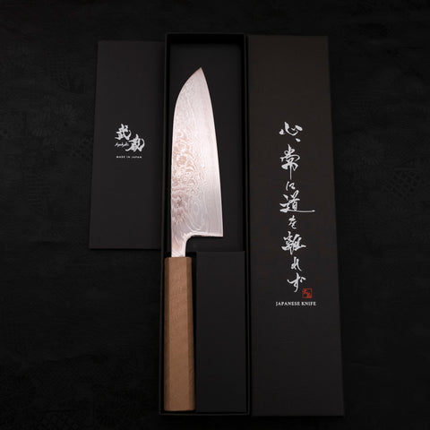 Santoku SLD Wave Nickel Damascus White Urushi Handle 165mm