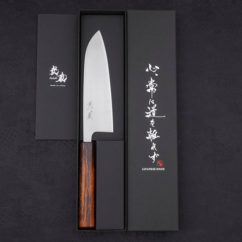 Santoku Blue Super Polished Sumi Urushi Handle 165mm