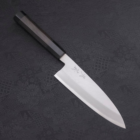 Santoku Single-edged White steel #2 Kasumi Buffalo Ebony Handle 180mm