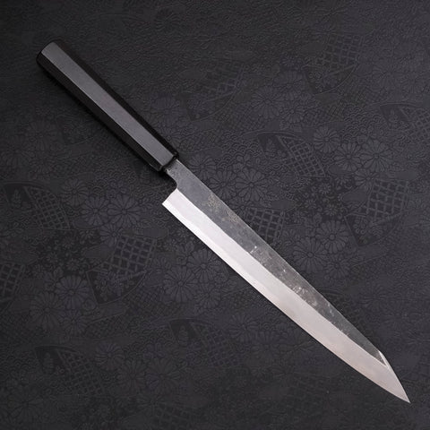 Yanagi Kiritsuke Blue steel #2 Kurouchi Buffalo Ebony Handle 240mm