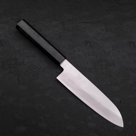 Santoku Silver Steel #3 Polished Black Ishime Urushi Handle 165mm