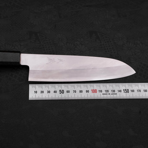 Santoku Silver Steel #3 Polished Black Ishime Urushi Handle 165mm