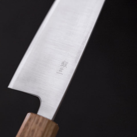 Santoku Silver Steel #3 Polished Yaki Urushi Handle 165mm