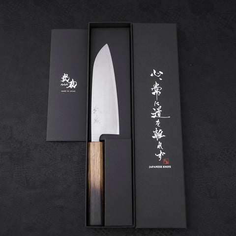 Santoku Silver Steel #3 Polished Yaki Urushi Handle 165mm