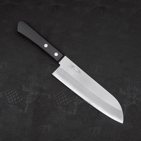 Santoku VG-1 Polished Western Black Handle 170mm (Tsuba Nashi)