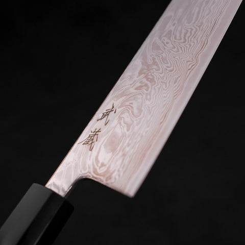 Gyuto SLD Wave Nickel Damascus  Buffalo Teak Handle 210mm