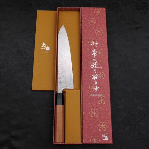 Gyuto SLD Wave Nickel Damascus  Buffalo Teak Handle 210mm