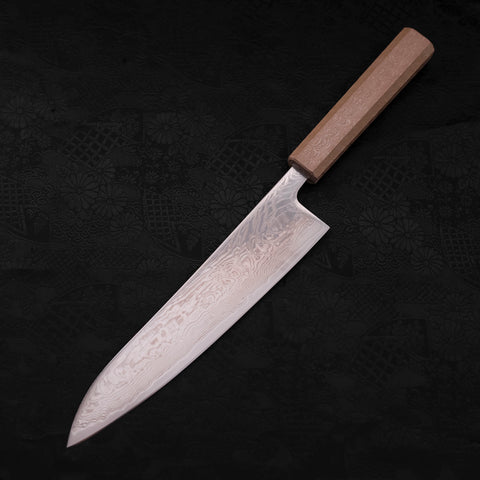 Gyuto SLD Wave Nickel Damascus White Urushi Handle 210mm