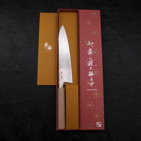 Gyuto SLD Wave Nickel Damascus White Urushi Handle 210mm