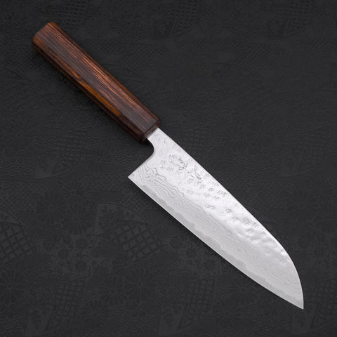 Santoku AUS-10 Nashiji Damascus Sumi Urushi Handle 165mm