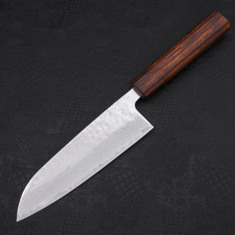 Santoku AUS-10 Nashiji Damascus Sumi Urushi Handle 165mm