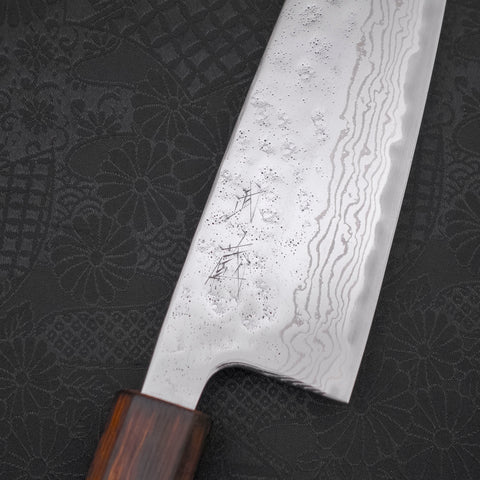 Santoku AUS-10 Nashiji Damascus Sumi Urushi Handle 165mm