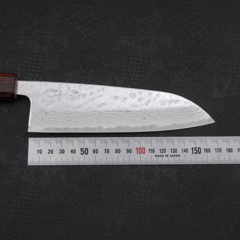 Santoku AUS-10 Nashiji Damascus Sumi Urushi Handle 165mm