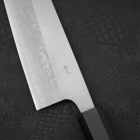 Cuchillo Bunka de Acero Azul #2 Damasco Buffalo con mango de Ébano, 165 milímetros