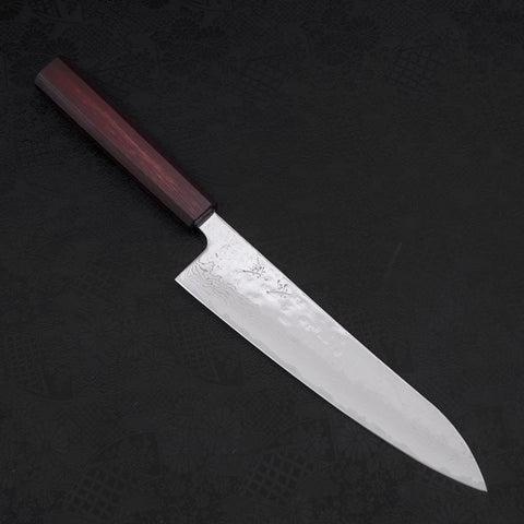 Gyuto AUS-10 Nashiji Damascus Purple Urushi Handle 210mm