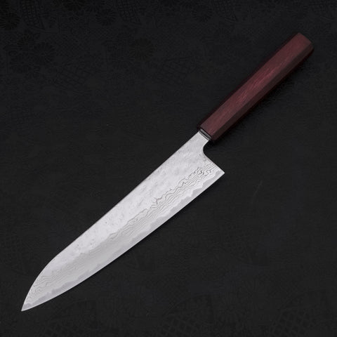 Gyuto AUS-10 Nashiji Damascus Purple Urushi Handle 210mm