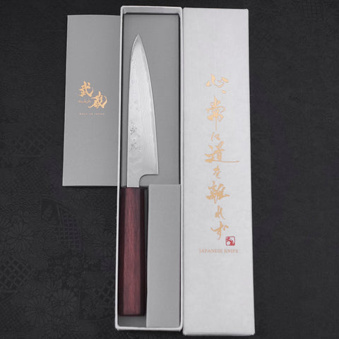 Petty AUS-10 Nashiji Damascus Urushi Purple Handle 135mm