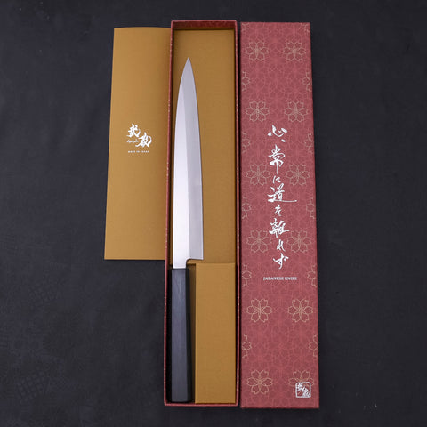 Yanagiba AUS-8 Polished Dark Blue Urushi Handle 240mm