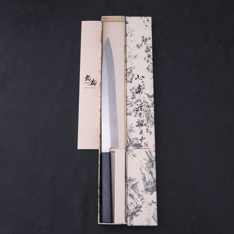 Yanagiba AUS-8 Polished Dark Blue Urushi Handle 270mm