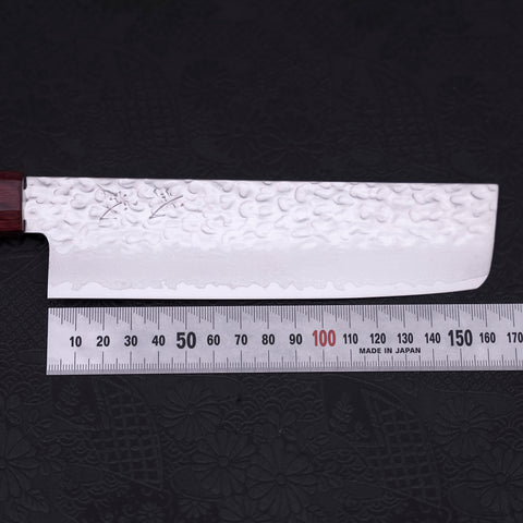 Nakiri AUS-10 Tsuchime Damascus Cherry Wood Handle 165mm