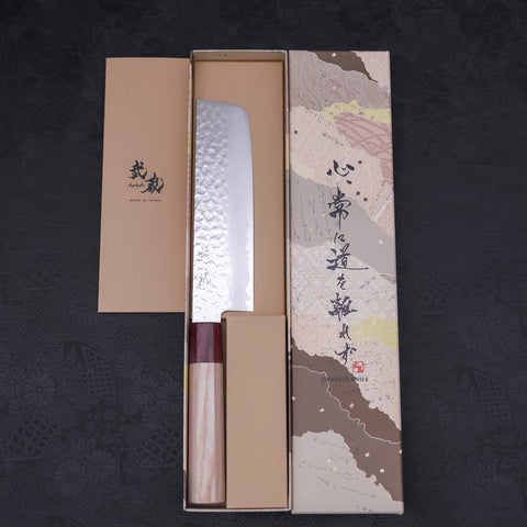 Nakiri AUS-10 Tsuchime Damascus Cherry Wood Handle 165mm