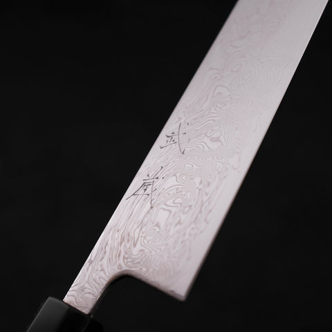 Bunka SLD Wave Nickel Damascus Buffalo Ebony Handle 170mm