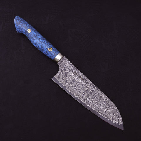 Santoku SG-2 Damascus Turquoise Blue Handle 170mm