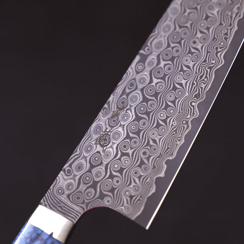 Santoku SG-2 Damascus Turquoise Blue Handle 170mm