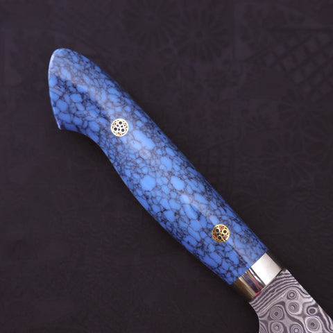 Santoku SG-2 Damascus Turquoise Blue Handle 170mm