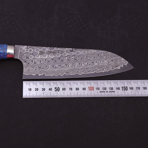 Santoku SG-2 Damascus Turquoise Blue Handle 170mm