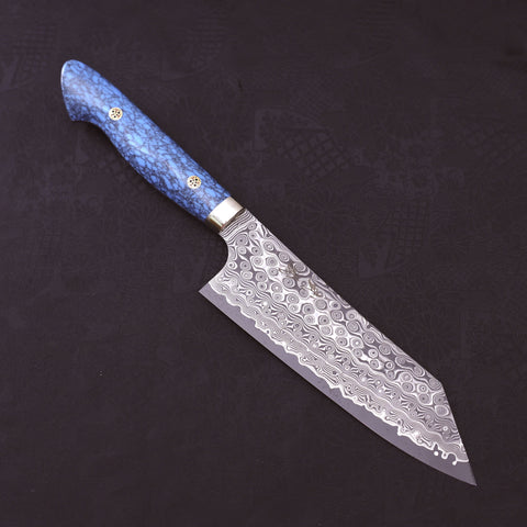 Cuchillo Bunka de Acero SG-2 Damasco con mango Azul Turquesa, 170 milímetros