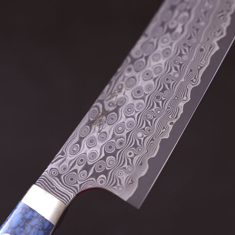 Cuchillo Bunka de Acero SG-2 Damasco con mango Azul Turquesa, 170 milímetros