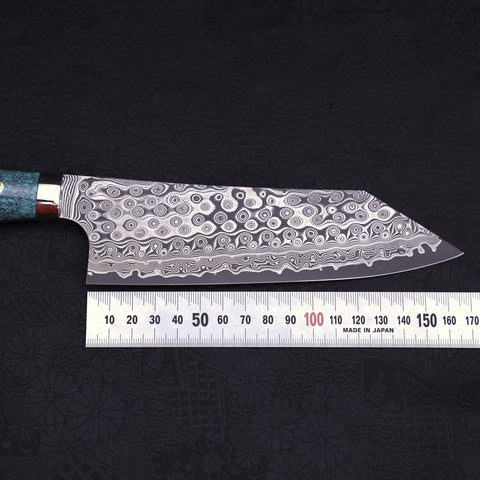 Cuchillo Bunka de Acero SG-2 Damasco con mango Verde Turquesa, 170 milímetros